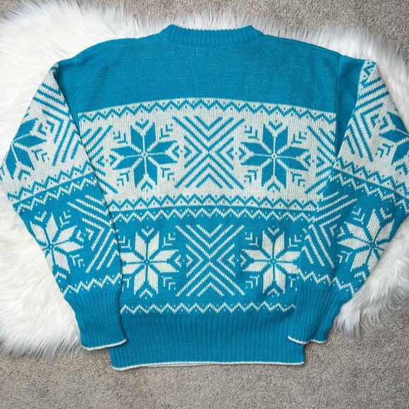 WHITE STAG Vintage Winter Knit Sweater Womens Size Large Fair Isle Snowflake Ski - Picture 2 of 5